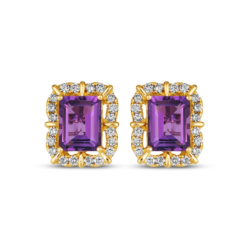 Main Image 2 of Le Vian Emerald-Cut Amethyst Earrings 5/8 ct tw Diamonds 14K Honey Gold
