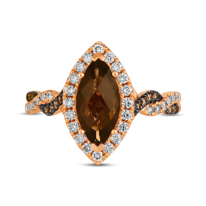 Main Image 4 of Le Vian Chocolate Twist Quartz Ring 1/2 ct tw Diamonds 14K Strawberry Gold