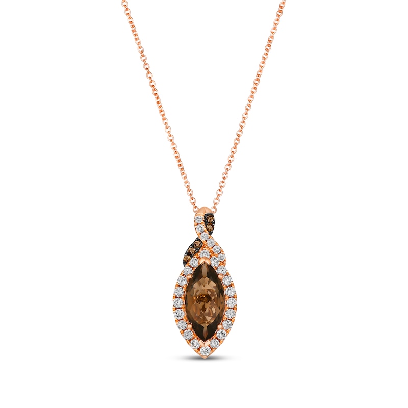Main Image 1 of Le Vian Chocolate Twist Quartz Necklace 1/3 ct tw Diamonds 14K Strawberry Gold 19”
