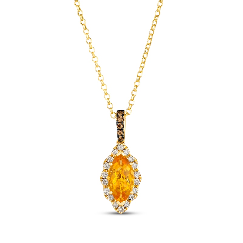 Main Image 1 of Le Vian Citrine Necklace 3/8 ct tw Diamonds 14K Honey Gold 19”