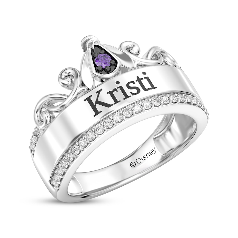 Main Image 2 of Disney Treasures Diamond & Round-Cut Amethyst Winnie the Pooh Ring 1/5 ct tw Sterling Silver