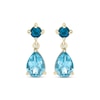 Thumbnail Image 2 of Round-Cut London Blue Topaz & Pear-Shaped Swiss Blue Topaz Drop Earrings 10K Yellow Gold