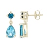 Thumbnail Image 3 of Round-Cut London Blue Topaz & Pear-Shaped Swiss Blue Topaz Drop Earrings 10K Yellow Gold