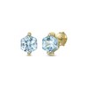 Thumbnail Image 1 of Hexagon-Cut Swiss Blue Topaz Solitaire Stud Earrings  10K Yellow Gold