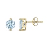 Thumbnail Image 3 of Hexagon-Cut Swiss Blue Topaz Solitaire Stud Earrings  10K Yellow Gold