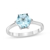 Thumbnail Image 0 of Hexagon-Cut Swiss Blue Topaz Solitaire Ring Sterling Silver