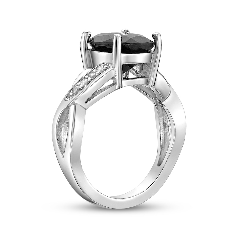Main Image 2 of Oval-Cut Black Onyx & White Lab-Created Sapphire Ring Sterling Silver