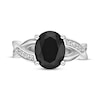 Oval-Cut Black Onyx & White Lab-Created Sapphire Ring Sterling Silver