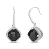 Thumbnail Image 1 of Cushion-Cut Black Onyx & White Lab-Created Sapphire Drop Earrings Sterling Silver