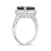 Cushion-Cut Black Onyx & White Lab-Created Sapphire Ring Sterling Silver
