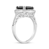 Thumbnail Image 2 of Cushion-Cut Black Onyx & White Lab-Created Sapphire Ring Sterling Silver
