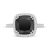 Thumbnail Image 4 of Cushion-Cut Black Onyx & White Lab-Created Sapphire Ring Sterling Silver