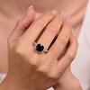 Thumbnail Image 5 of Cushion-Cut Black Onyx & White Lab-Created Sapphire Ring Sterling Silver