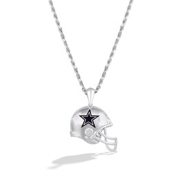 True Fans Dallas Cowboys 1/20 CT. T.W. Diamond Helmet Necklace in Sterling Silver