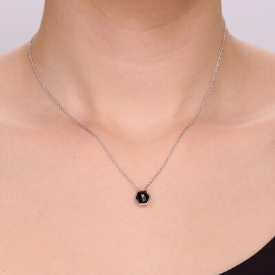 Hexagon-Cut Black Onyx Necklace Sterling Silver 18” | Kay