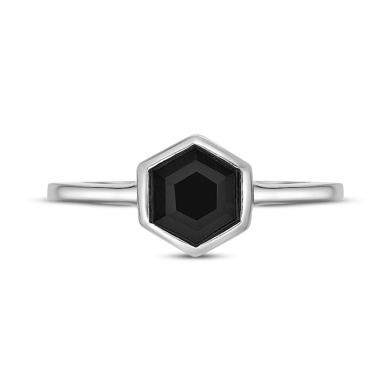 Main Image 4 of Hexagon-Cut Black Onyx Ring Sterling Silver