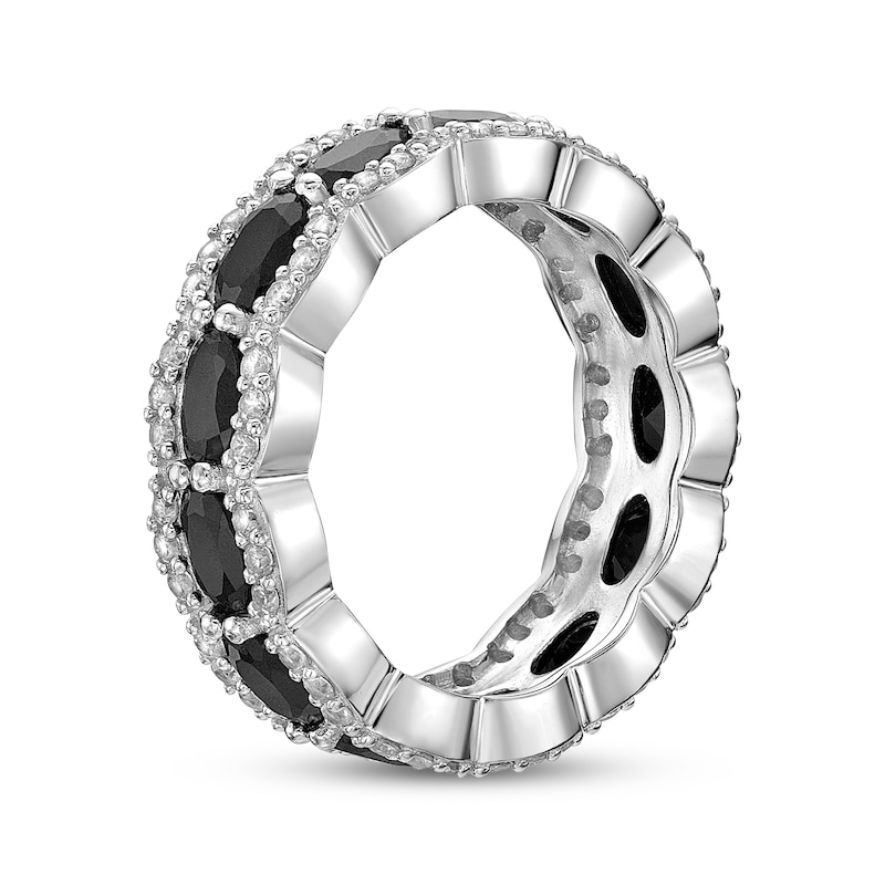 Main Image 2 of Oval-Cut Black Onyx & White Lab-Created Sapphire Eternity Band Sterling Silver