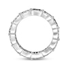Thumbnail Image 3 of Oval-Cut Black Onyx & White Lab-Created Sapphire Eternity Band Sterling Silver