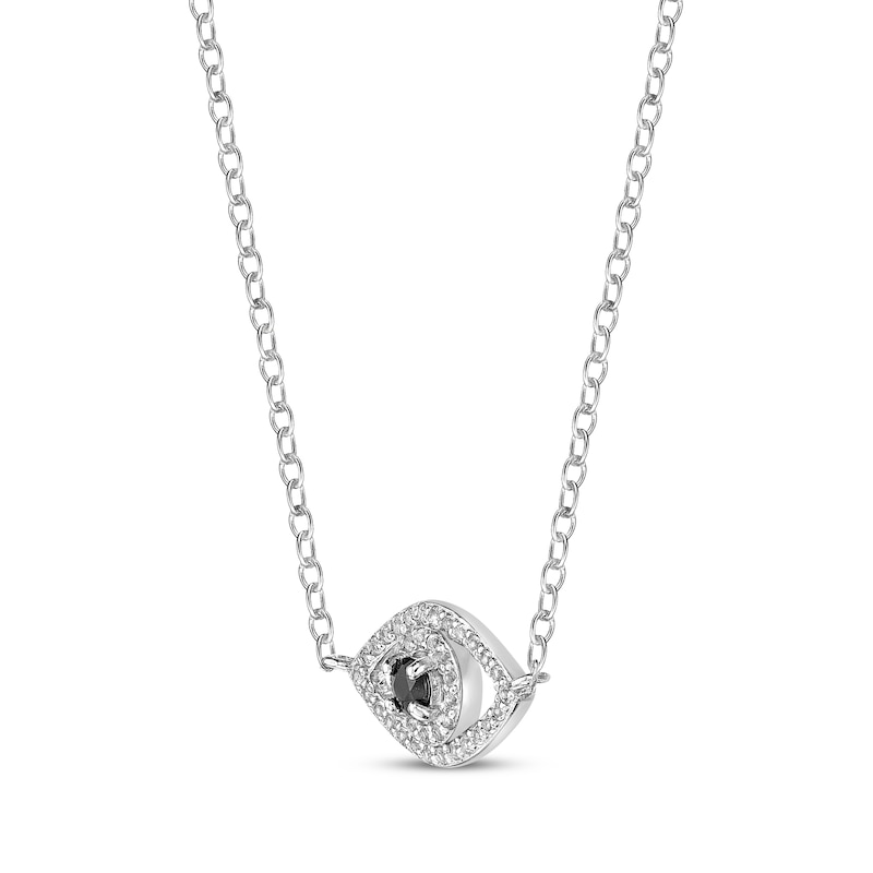 Main Image 2 of Round-Cut Black Onyx & White Lab-Created Sapphire Evil Eye Necklace Sterling Silver 18”