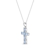 Thumbnail Image 2 of Oval-Cut Swiss Blue Topaz Cross Necklace Sterling Silver 18”