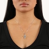 Thumbnail Image 4 of Oval-Cut Swiss Blue Topaz Cross Necklace Sterling Silver 18”