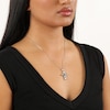 Thumbnail Image 5 of Oval-Cut Swiss Blue Topaz Cross Necklace Sterling Silver 18”