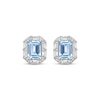 Thumbnail Image 1 of Rectangle-Cut Swiss Blue Topaz & White Lab-Created Sapphire Stud Earrings Sterling Silver