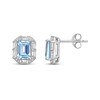 Thumbnail Image 3 of Rectangle-Cut Swiss Blue Topaz & White Lab-Created Sapphire Stud Earrings Sterling Silver