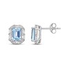 Thumbnail Image 2 of Rectangle-Cut Swiss Blue Topaz & White Lab-Created Sapphire Stud Earrings Sterling Silver