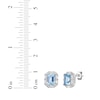 Thumbnail Image 4 of Rectangle-Cut Swiss Blue Topaz & White Lab-Created Sapphire Stud Earrings Sterling Silver