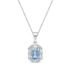Thumbnail Image 1 of Rectangle-Cut Swiss Blue Topaz & White Lab-Created Sapphire Necklace Sterling Silver 18”
