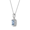 Emerald-Cut Swiss Blue Topaz & White Lab-Created Sapphire Necklace Sterling Silver 18”