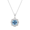 Cushion-Cut Swiss Blue Topaz & White Lab-Created Sapphire Necklace Sterling Silver 18”