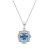 Thumbnail Image 0 of Cushion-Cut Swiss Blue Topaz & White Lab-Created Sapphire Necklace Sterling Silver 18”