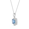 Thumbnail Image 2 of Cushion-Cut Swiss Blue Topaz & White Lab-Created Sapphire Necklace Sterling Silver 18”