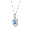 Thumbnail Image 1 of Cushion-Cut Swiss Blue Topaz & White Lab-Created Sapphire Necklace Sterling Silver 18”