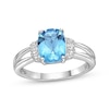 Thumbnail Image 0 of Cushion-Cut Swiss Blue Topaz & White Lab-Created Sapphire Ring Sterling Silver