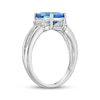 Cushion-Cut Swiss Blue Topaz & White Lab-Created Sapphire Ring Sterling Silver