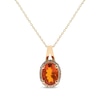 Thumbnail Image 1 of Oval-Cut Mexican Fire Opal & Round-Cut Diamond Necklace 1/8 ct tw 10K Yellow Gold 18“