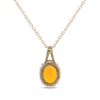 Thumbnail Image 2 of Oval-Cut Mexican Fire Opal & Round-Cut Diamond Necklace 1/8 ct tw 10K Yellow Gold 18“