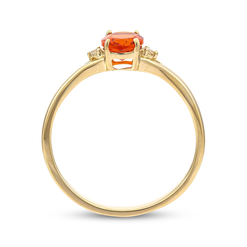 Main Image 2 of Oval-Cut Mexican Fire Opal & Diamond Accent Ring 10K Yellow Gold