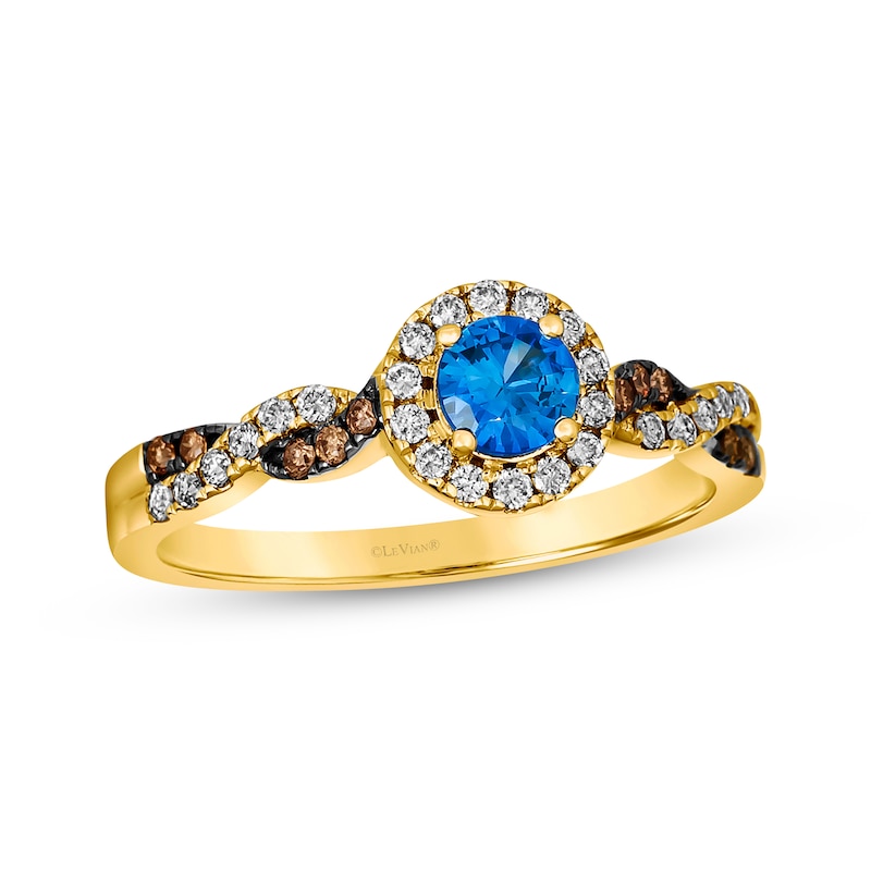 Main Image 1 of Le Vian Chocolate Twist  Sapphire Ring 1/4 ct tw Diamonds 14K Honey Gold