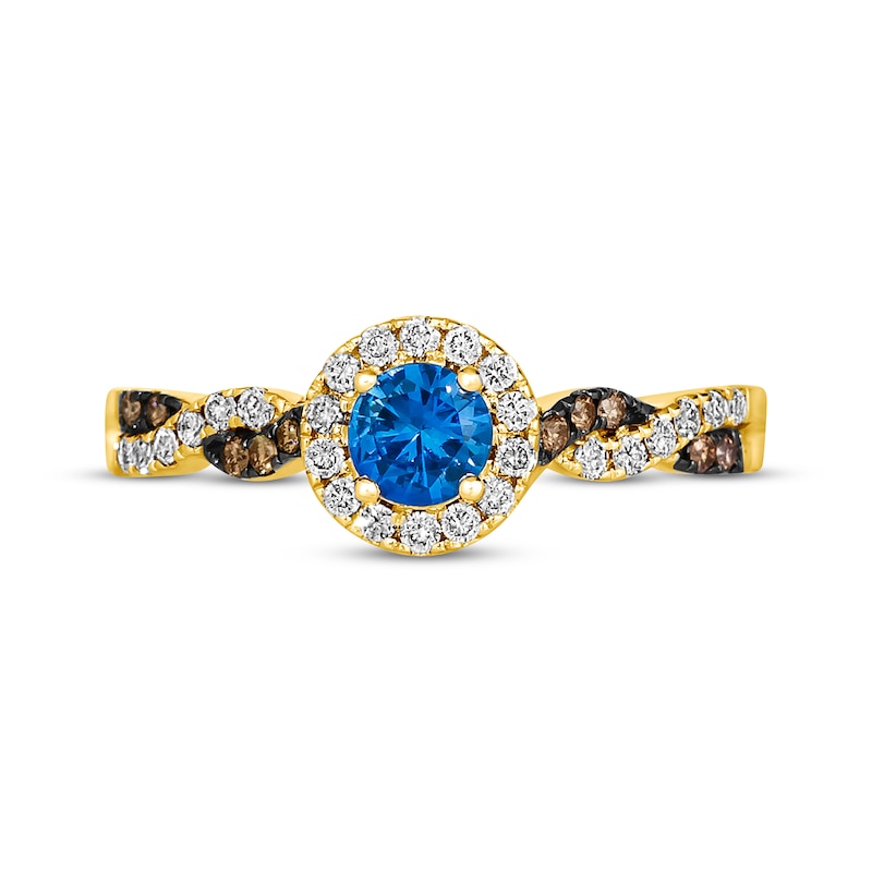 Main Image 4 of Le Vian Chocolate Twist  Sapphire Ring 1/4 ct tw Diamonds 14K Honey Gold