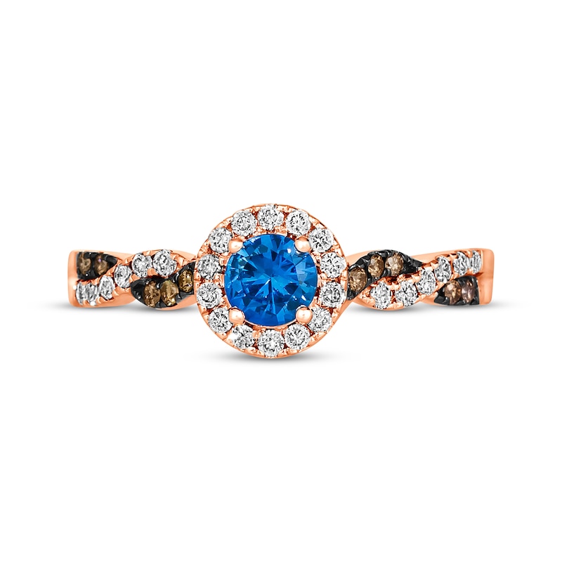 Main Image 4 of Le Vian Chocolate Twist Sapphire Ring 1/4 ct tw Diamonds 14K Strawberry Gold
