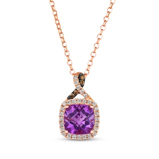 14K Yellow Gold Amethyst and Pink Sapphire Gemset Necklace, Petite
