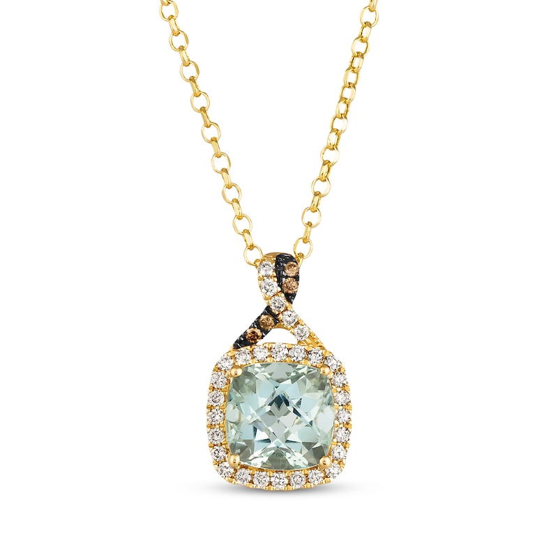 Main Image 1 of Le Vian Chocolate Twist Green Quartz Necklace 1/5 ct tw Diamonds 14K Honey Gold 19”