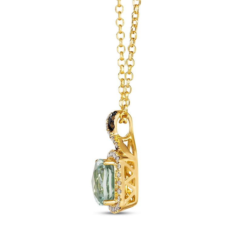 Main Image 2 of Le Vian Chocolate Twist Green Quartz Necklace 1/5 ct tw Diamonds 14K Honey Gold 19”