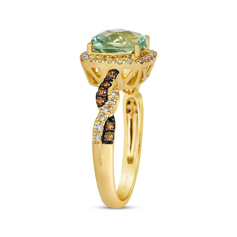 Main Image 2 of Le Vian Chocolate Twist Green Quartz Ring 1/3 ct tw Diamonds 14K Honey Gold