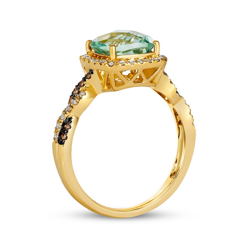 Le Vian Chocolate Twist Green Quartz Ring 1/3 ct tw Diamonds 14K Honey Gold