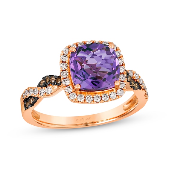 Le Vian Chocolate Twist Amethyst Ring 1/3 ct tw Diamonds 14K Strawberry Gold
